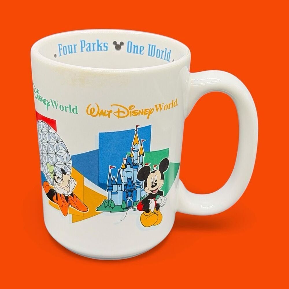Vintage Walt‎ Disney World Mom Mug Mickey Donald Pluto EPCOT Magic Kingdom 90s